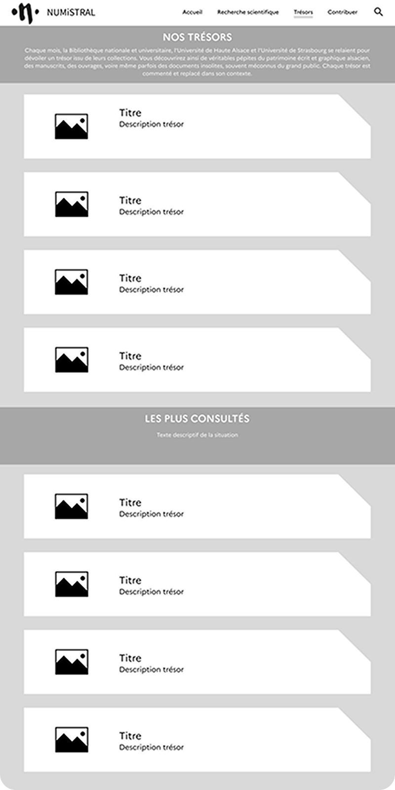 Section trésors du redesign de Numistral
